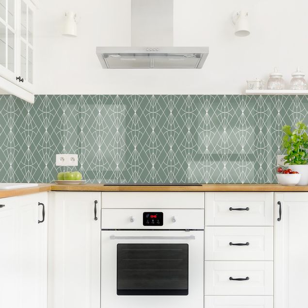Muster Küchenrückwand Glas Art Deco Diamant Muster vor Grün XXL