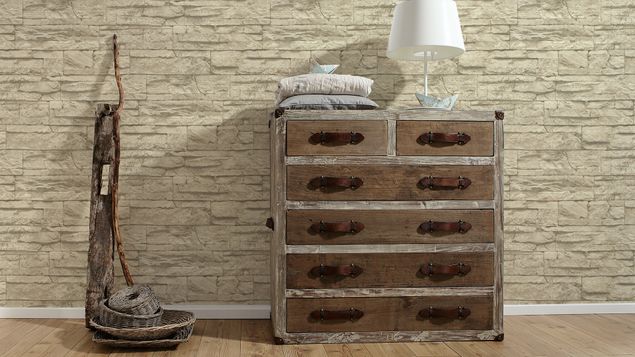Beige Tapeten A.S. Création Best of Wood`n Stone 2nd Edition in Beige Creme - 707130