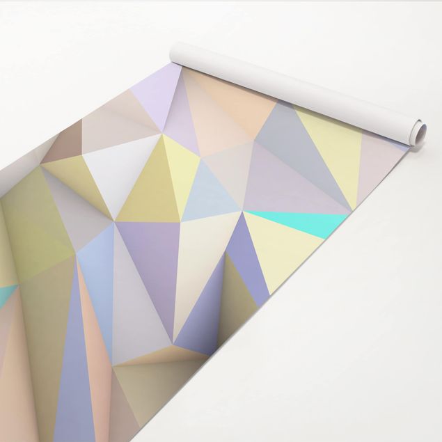 Selbstklebende Folie bunt Geometrische Pastell Dreiecke in 3D