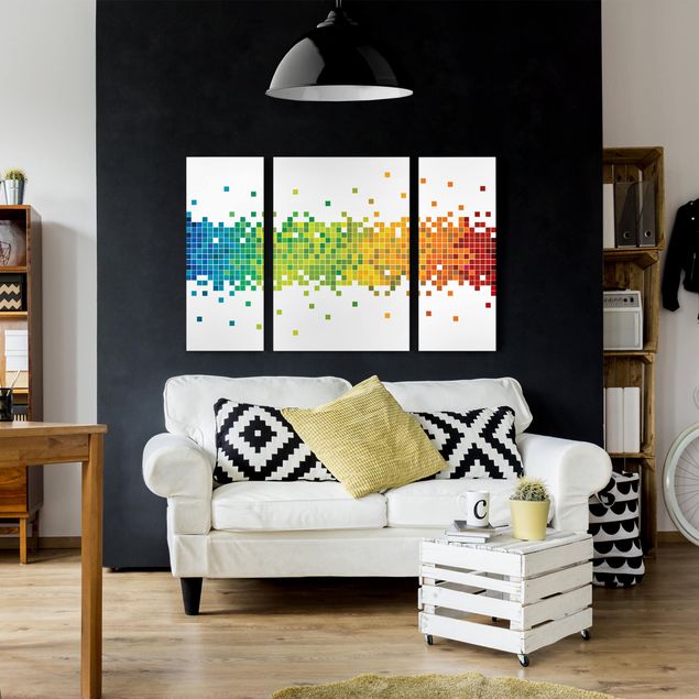 Abstrakte Leinwandbilder Pixel-Regenbogen