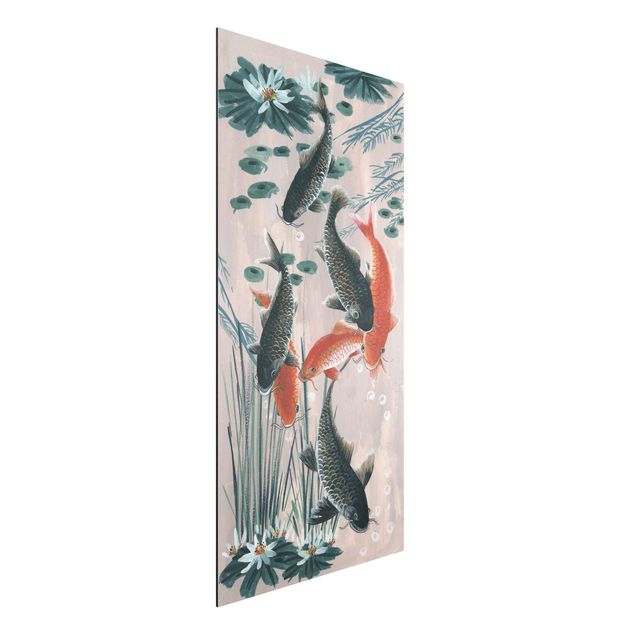 Wandbilder Tiere Asiatische Malerei Kois im Teich II