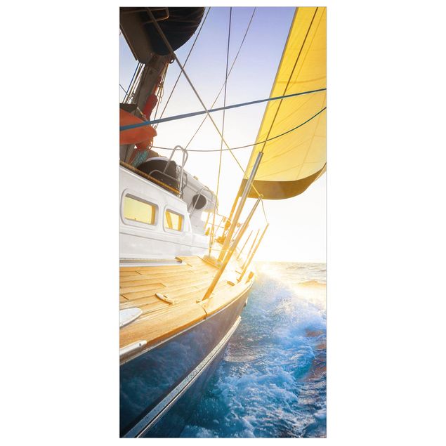 Raumteiler - Segelboot auf blauem Meer bei Sonnenschein 250x120cm