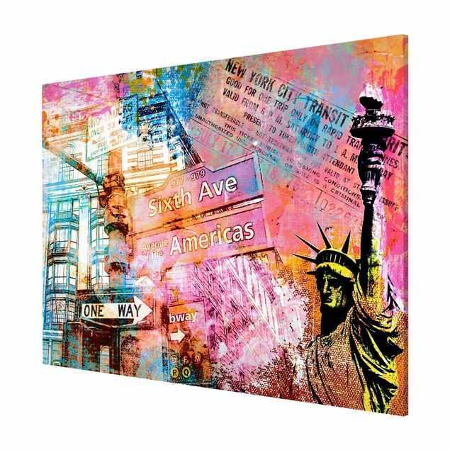 Magnettafel Skyline Sixth Avenue New York Collage