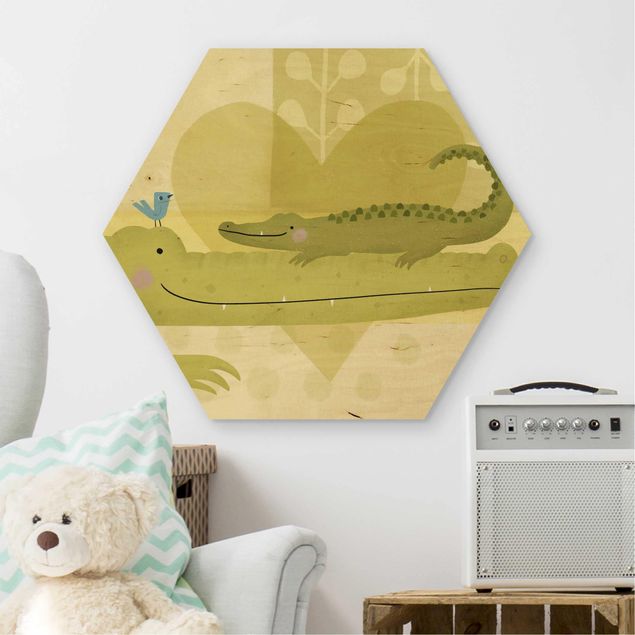Holzbilder Mama und ich - Krokodile