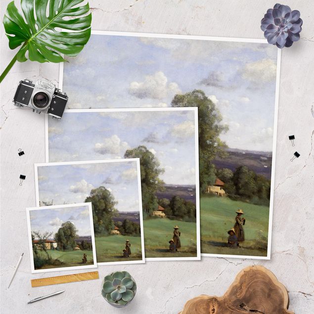 Wandbilder Kunstdruck Jean-Baptiste Camille Corot - Ein Bauernhof