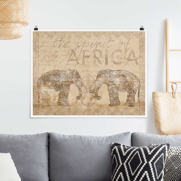 Wandbilder Tiere Vintage Collage - Spirit of Africa