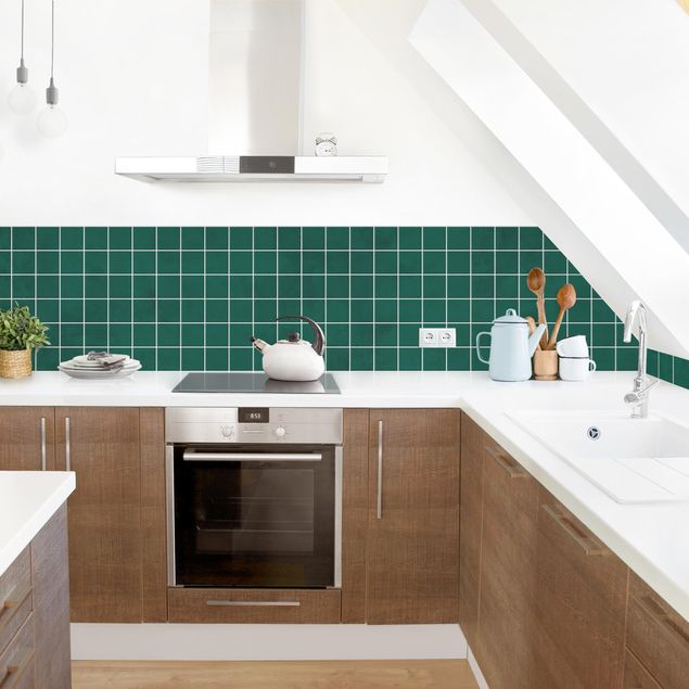 Küchenrückwand Folie Fliesenoptik Mosaik Beton Fliesen - Grün