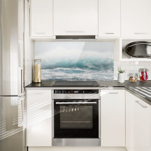 Küchenrückwand Glas Motiv Wald Große Welle Hawaii