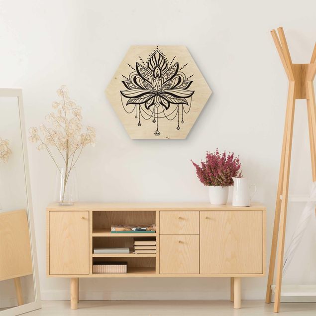Holzbilder Lotus mit Ketten