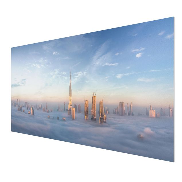 Forex Fine Art Print - Dubai über den Wolken - Querformat 1:2