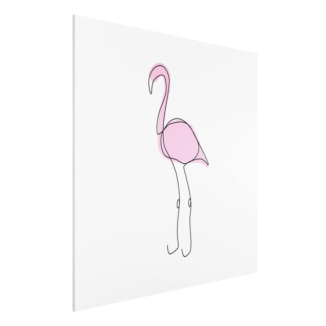 Forex Fine Art Print - Flamingo Line Art - Quadrat 1:1