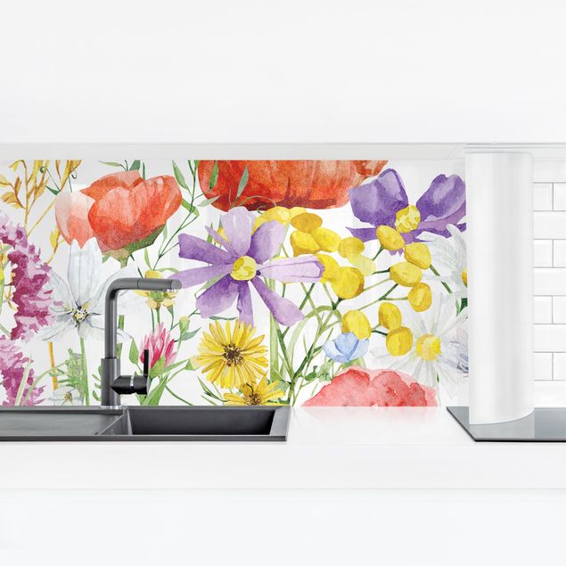 Küchenrückwände selbstklebend Aquarellierte Blumen