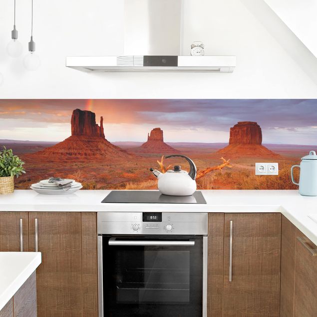 Küchenrückwand Glas Landschaft Monument Valley bei Sonnenuntergang