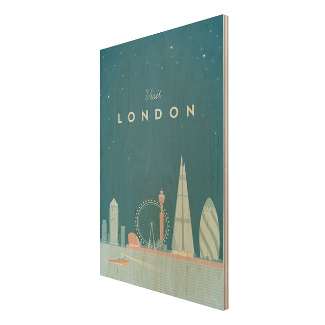 Holzbild Skyline Reiseposter - London