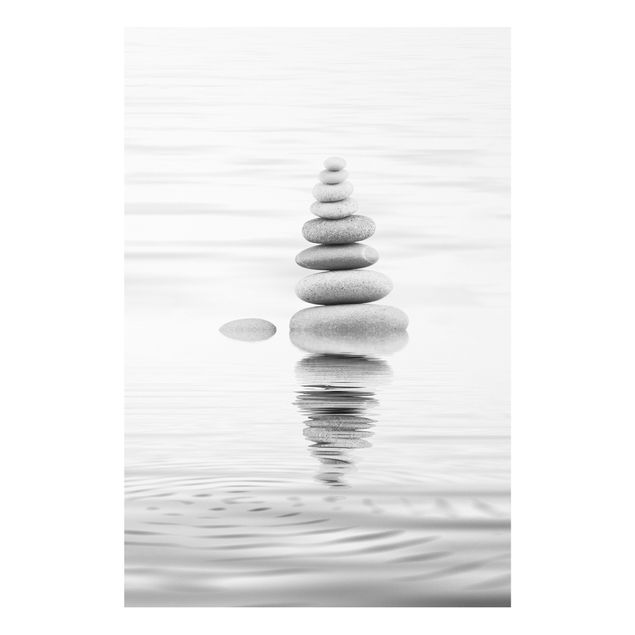Bilder für die Wand Steinturm im Wasser Schwarz-Weiß