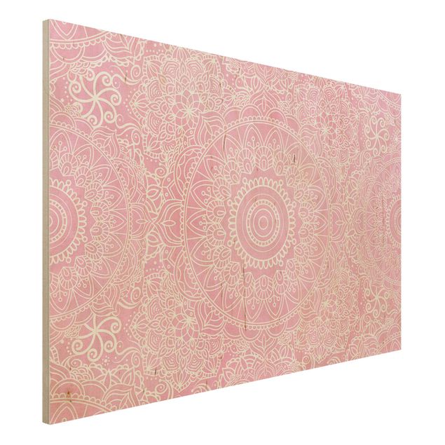 Moderne Holzbilder Muster Mandala Rosa