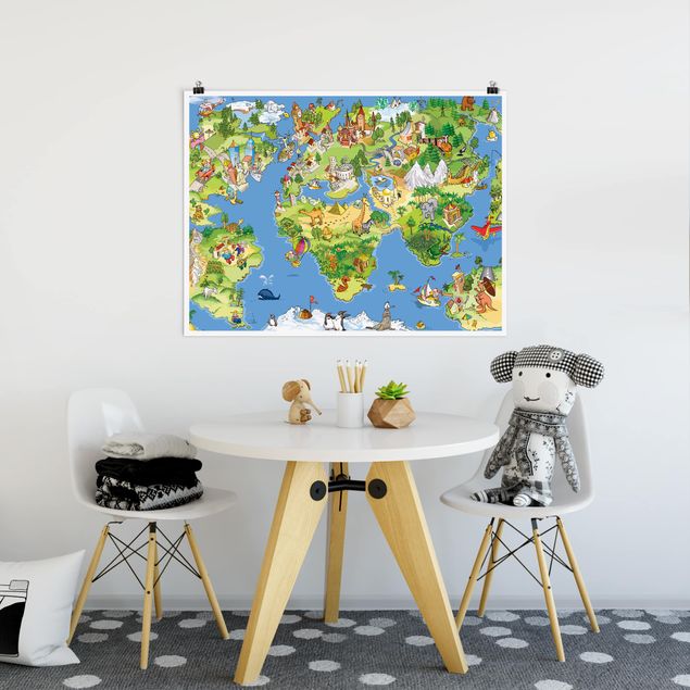 Kunstdrucke Poster Great and funny Worldmap