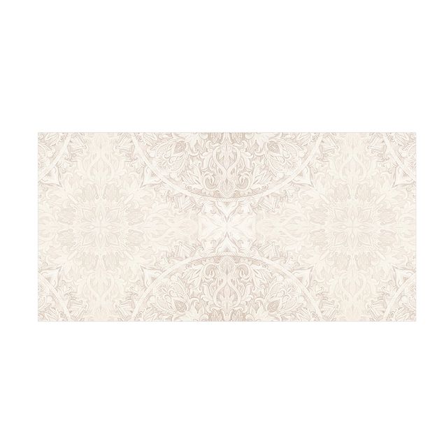 Beiger Teppich Mandala Aquarell Ornament Muster beige