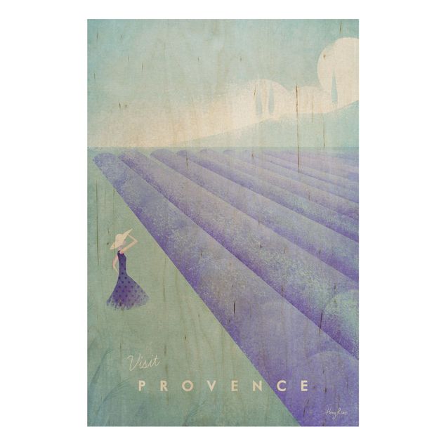 Holzbild Blumen Reiseposter - Provence