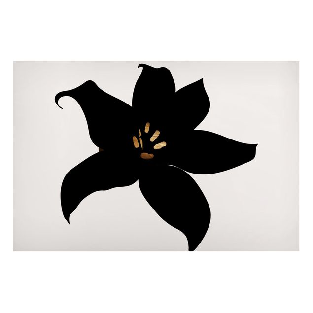 Magnettafel Blumen Grafische Pflanzenwelt - Orchidee Schwarz und Gold