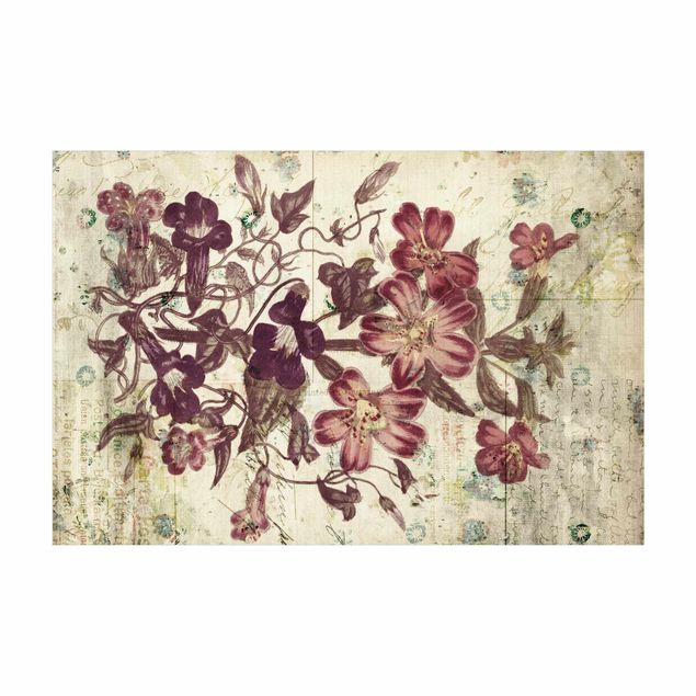 Teppich Blumen Vintage Pflanzenzeichnung