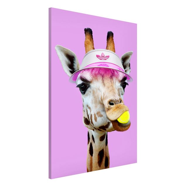 Magnettafel Tiere Giraffe beim Tennis