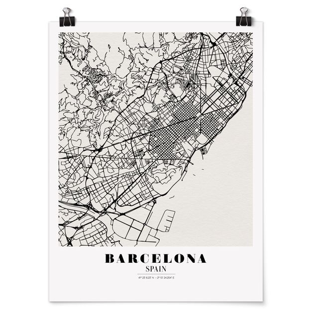 Bilder für die Wand Stadtplan Barcelona - Klassik
