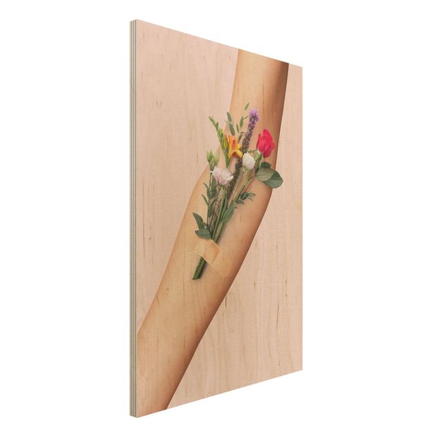 Holzbilder Blumen Arm mit Blumen