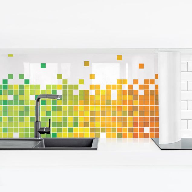 Küchenrückwand Glas Muster Pixel-Regenbogen