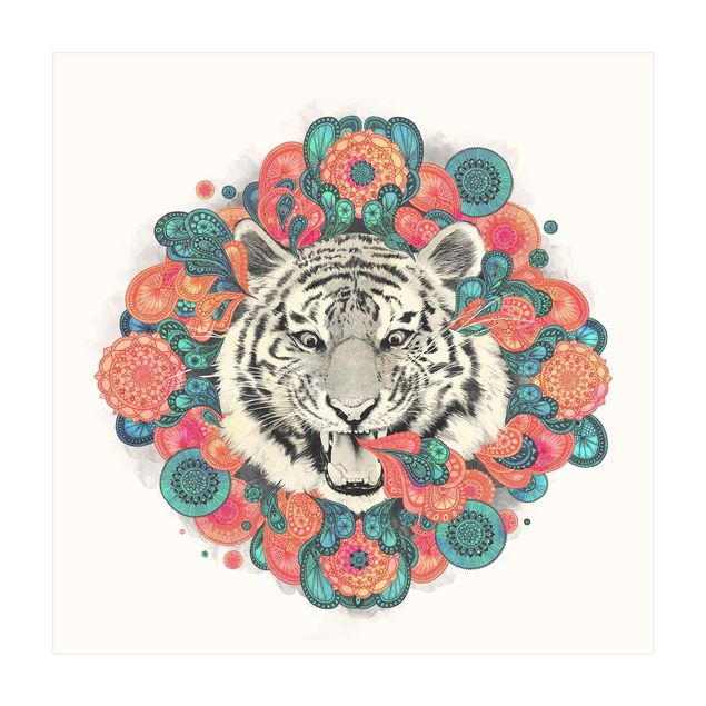 Teppich rosa Illustration Tiger Zeichnung Mandala Paisley