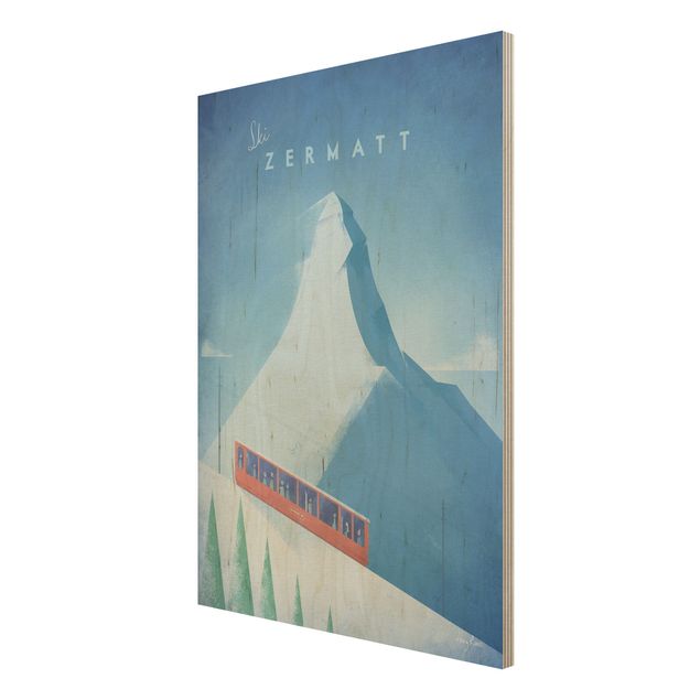 Moderne Holzbilder Reiseposter - Zermatt