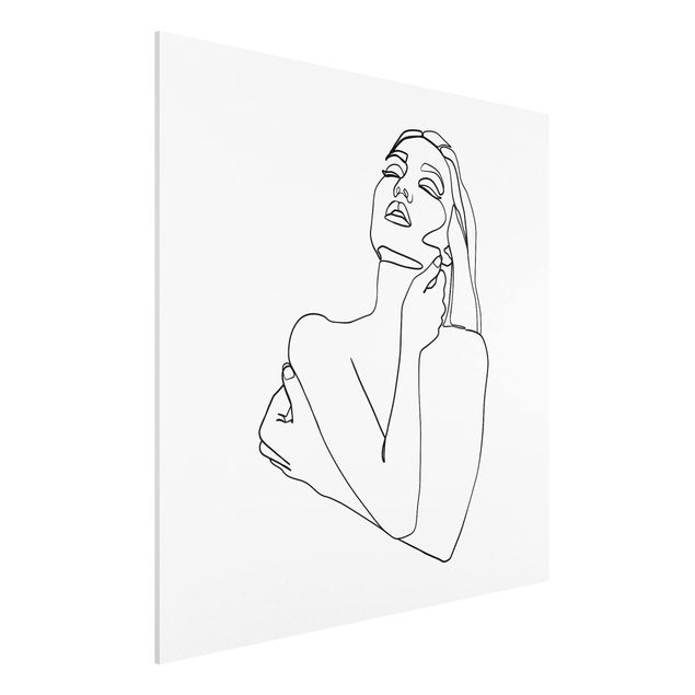 Bilder auf Hartschaumplatte Line Art Frau Oberkörper Schwarz Weiß