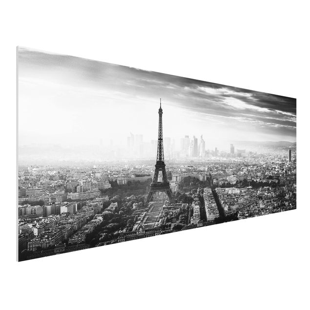 Bilder auf Hartschaumplatte Der Eiffelturm von Oben Schwarz-weiß