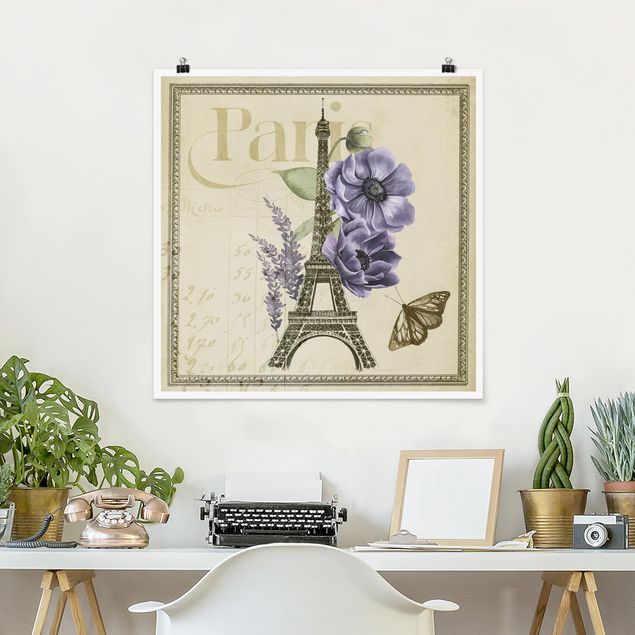 Kunstkopie Poster Paris Collage Eiffelturm