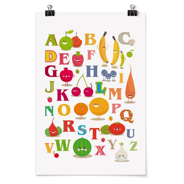Poster - No.EK120 Lustiges Obst & Gemüse Alphabet - Hochformat 3:2