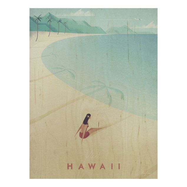 Holzbilder maritim Reiseposter - Hawaii