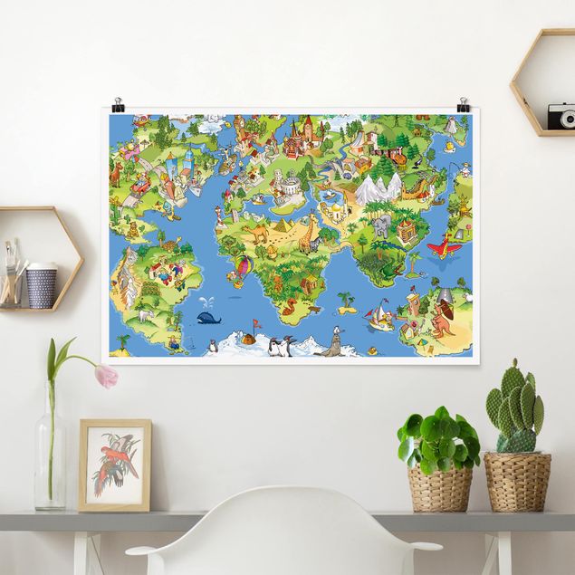 Poster Illustration Great and funny Worldmap