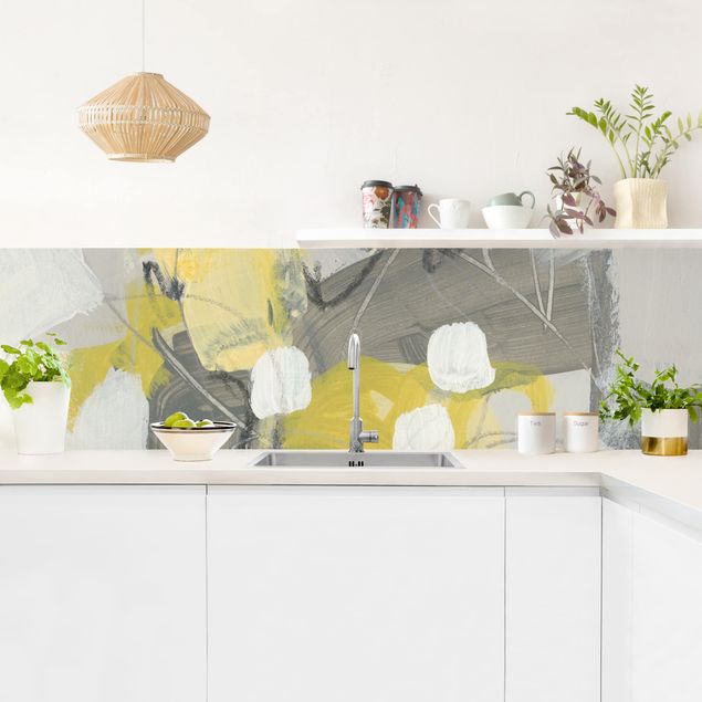 Küchenrückwand abstrakt Zitronen im Nebel III