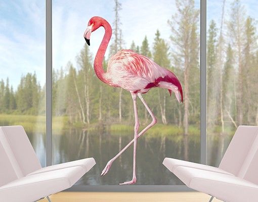 Fensterfolie Motiv Tiere Pink Flamingo