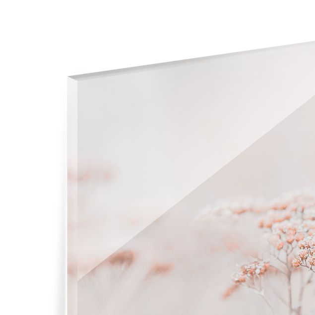Spritzschutz Glas - Zartrosane Wildblumen - Querformat 3:2
