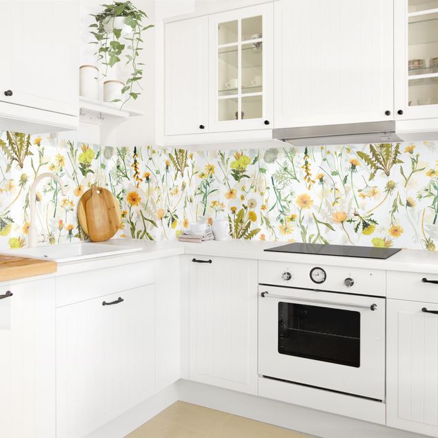 Glasrückwand Küche Muster Gelbe Wildblumen