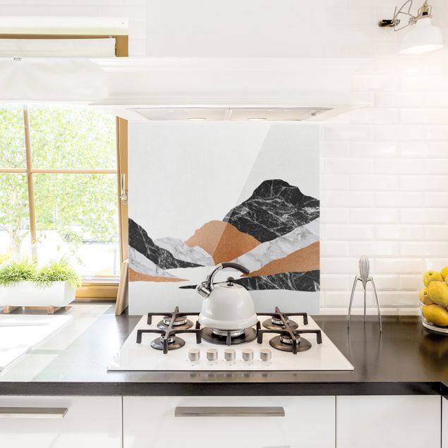 Küchenrückwand Glas Landschaft Landschaft in Marmor und Kupfer II