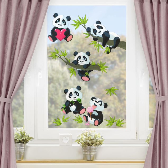 Fensterbilder Wald Pandabären Set Herz