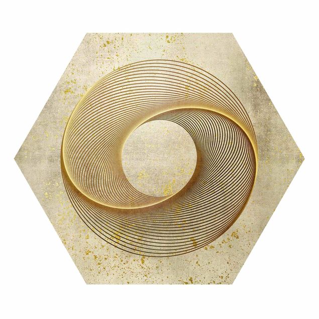 Hexagon Bild Forex - Line Art Kreisspirale Gold