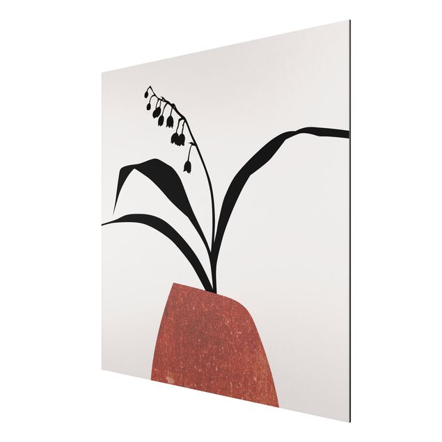 Aluminium Print - Grafische Pflanzenwelt - Maiglöckchen - Quadrat 1:1