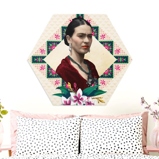 Foto auf Hartschaumplatte Frida Kahlo - Blumen und Geometrie
