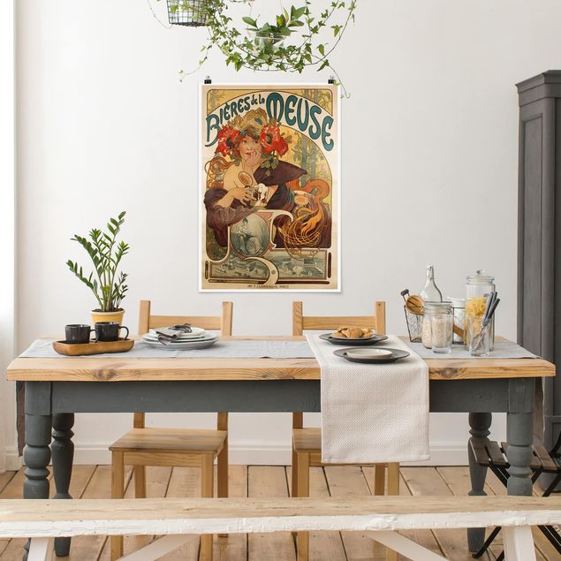 Sprüche Poster Alfons Mucha - Plakat für La Meuse Bier