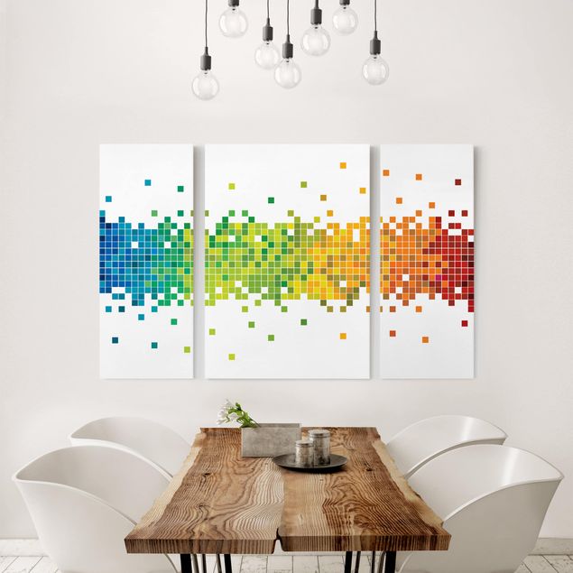 Wandbilder abstrakt Pixel-Regenbogen