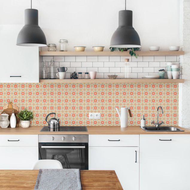 Küchenrückwand Fliesenoptik Orientalisches Muster mit bunten Kacheln