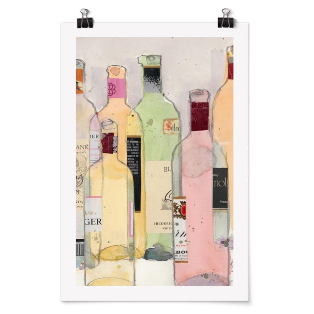 Bilder für die Wand Weinflaschen in Wasserfarbe I